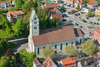 Meersburg 1147-2013, Luftaufnahme Pfarrkirche Mariä Heimsuchung