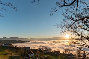 Bregenz 1008-2015, Blick von Lochau auf Sonnenuntergang über de