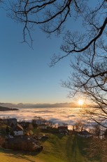 Bregenz 1009-2015, Blick von Lochau auf Sonnenuntergang über de