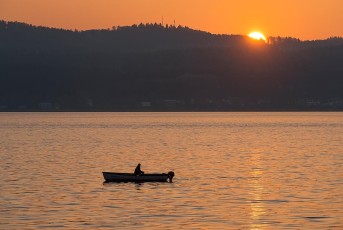 Mainau 1685-2017, Angler bei Sonnenaufgang