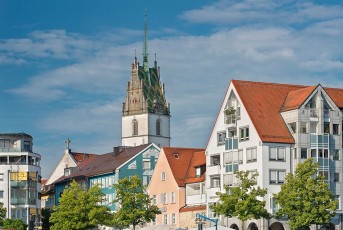 Friedrichshafen 1422-2018, Antoniuseck und Nikolauskirche vom Wa