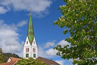 Sipplingen 1235-2021, Dorfkirche und Kastanienbluete